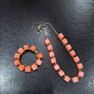 Elegant Coral Necklace and Bracelet Set